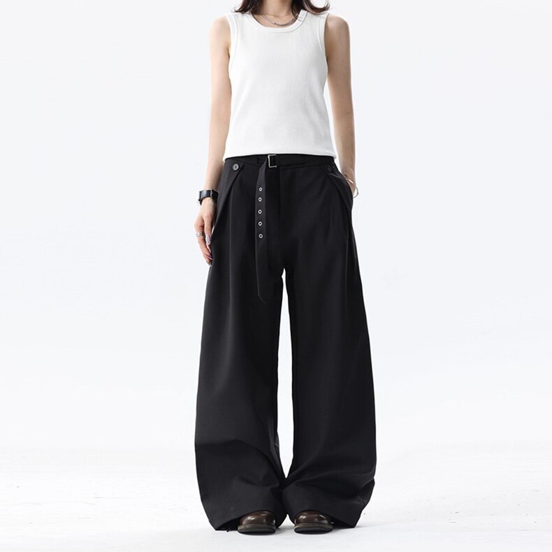 BFLC老钱风亚麻纹“袈裟轻薄透气打褶西裤夏季A字阔腿休闲长裤，男装西裤，星座218-8