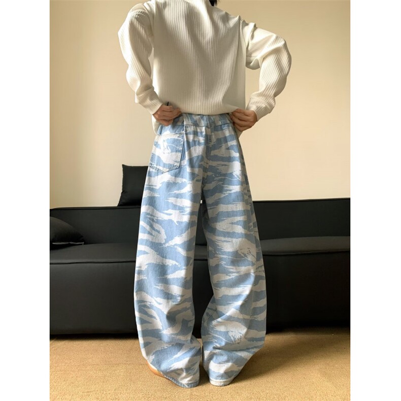波纹美式高街牛仔裤男女韩版潮流痞帅2025秋季ins长裤RK3148-P49,男装牛仔裤,星座412-3