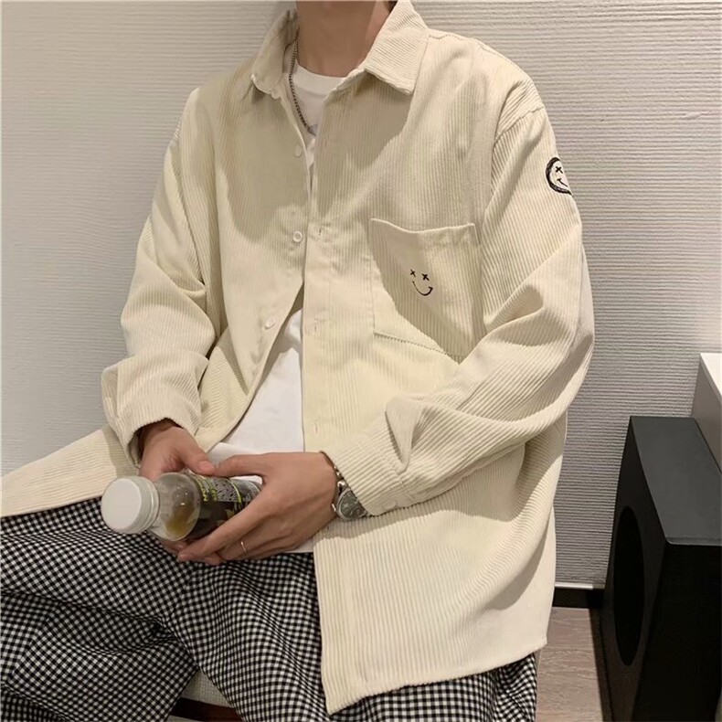 灯芯绒衬衫男长袖韩版宽松ins衬衣港风日系秋季外套W1667-P40,男装衬衫,星座512-2