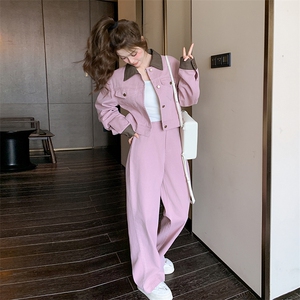 撞色设计工装牛仔套装女春秋2025新款高级感超火减龄两件套爆款图片