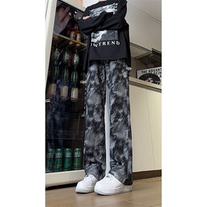 现货 美式复古迷彩工装裤宽松直筒提花牛仔裤男 K5822-P50 控78图片