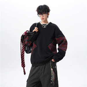 8XL-M 春秋季圆领拼接撞色民族风卫衣男新款潮牌上衣服WY005P58图片