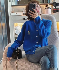 纯色开衫2024年秋季圆领单排扣时尚针织羊毛衫，女装羊毛衫，德聚羊绒