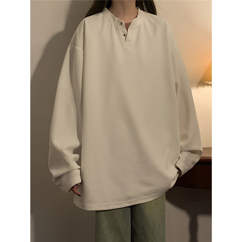 中性！春装新款亨利领T恤美式宽松华夫格卫衣情侣外套女106-P28，女装卫衣/绒衫，电商C213(原B265)