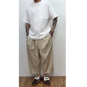 抖音--自在人日常穿搭超薄透气日系阔版九分老爹裤图片