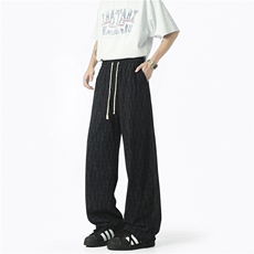 格纹冰丝裤子男夏季薄款宽松凉感抗皱休闲裤垂感阔腿速干运动长裤，女装休闲裤，四季星座505