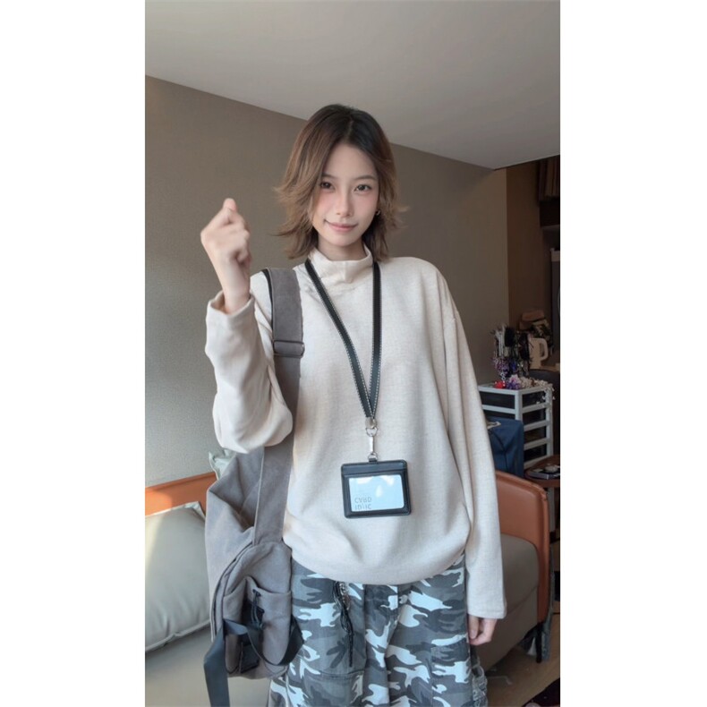 图半高领人字纹德绒设计感冬季打底衫男女长袖T恤P38,男装T恤,电商C306-1