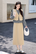 今年流行爆款套装裙女2024秋季新款通勤职业衬衫马甲半身裙三件套，女装套装/套裙，关键词