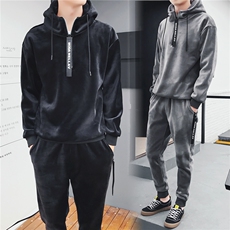 青少年金丝绒休闲运动套装男士加绒加厚卫衣冬天外套DJ911TP70，男装卫衣，电商A102