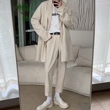 2026新中长款毛呢风衣西服两件套装/TZ01P155可单卖风衣95裤55，男装西服，电商D325