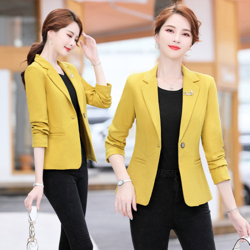 2021秋季时尚简约大方气质优雅收腰显瘦休闲修身西装外套，女装西装，多彩