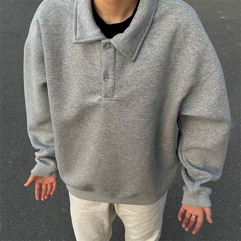 抖音得物高品质二开25秋冬美式高街结构设计POLO翻领卫衣外套W77,男装卫衣,电商A486-1