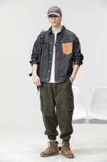 高品质2025新款水洗潮牌微阔牛仔衣男休闲夹克外套，男装工装外套，电商D218A