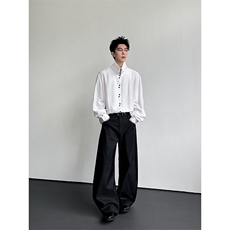 无性别穿搭设计感小众多纽扣衬衫高级感法式垂坠立领衬衣CS01P65，男装衬衫，星座512-1（原513-3）