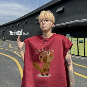 麂皮绒背心坎肩男T恤美式港风潮JB441-特P19控38图片