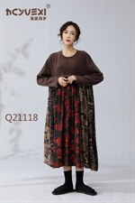 秋冬新款高品质时尚气质打底衫连衣裙，女装连衣裙，花辰月夕