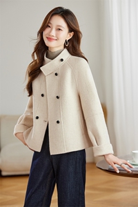 现货2025新款韩系双排扣双面羊毛短外套图片