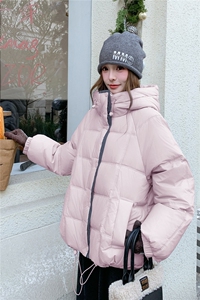 设计感连帽羽绒服女2026冬季新款小个子时尚加厚泡芙白鸭绒面包服图片