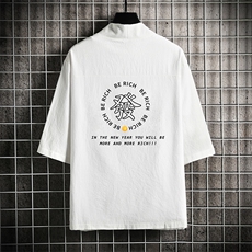 HF59163-P40风汉服男开衫外套七分袖道袍网格挂拍，男装民族服装，电商A040A