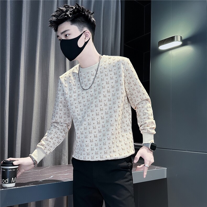 凸起提花高级感圆领卫衣男社会小伙店主风301C-WY64-P58控88图片
