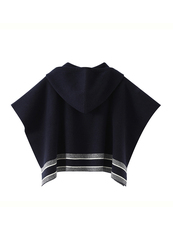 2025年秋季新款百搭女士四平针连帽斗篷披肩，披肩，美高戎羊绒