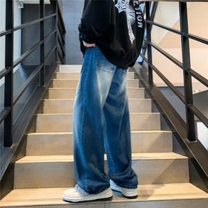 牛仔裤男秋季潮大码大口袋休闲裤子高街M874P44图片
