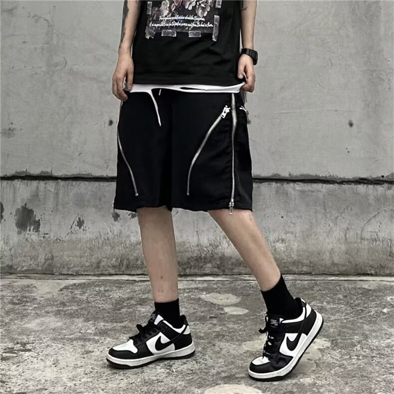 美式高街拉链机能工装短裤男夏季薄款冲锋裤宽松五分裤DK098-P43,男装休闲裤,星座308B-1