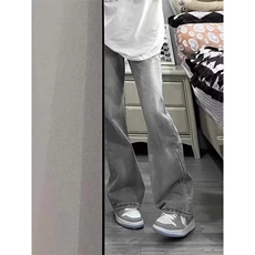 裤子高街痞帅潮牌微喇加绒牛仔裤男款弯刀修身直筒裤ANA99，男装牛仔裤，星座516A