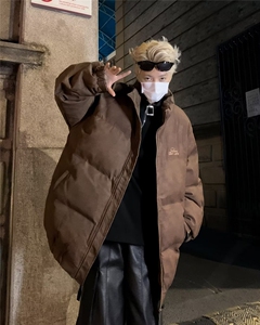 复古棉衣做旧字母刺绣立领防风保暖皮棉服男冬加厚面包服 M9052图片