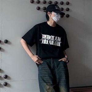 万针全刺绣工艺抖音得物高品质260克重磅纯棉双纱美式高街短袖T恤图片