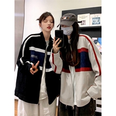 美式复古麂皮绒拼接外套男春秋款高街潮牌小众情侣装飞行机车夹克，男装夹克，星座1210-1