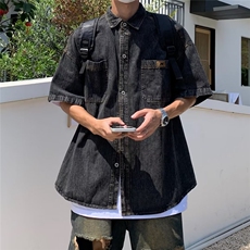 牛仔衬衫男港风潮流个性ins宽松2026夏季新款百搭外套CY311-P46，男装衬衫，星座412