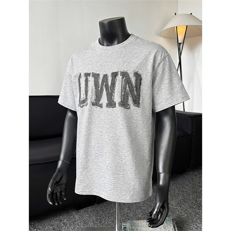 220g短袖T恤贴布印花潮牌美式夏宽松半袖t恤XT63097-TP1839，男装T恤，电商A102