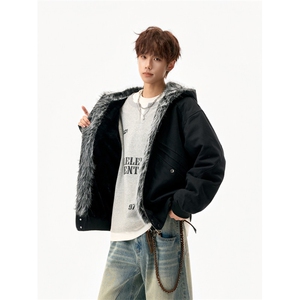 档口现货 重磅帆布+通体仿兔毛座山雕毛领潮牌棉服 DM8220-P138图片