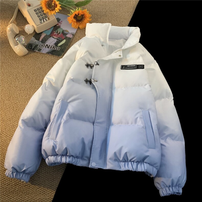 XZ230-1MY51冬款平铺轻奢扎染渐变休闲立领飞机扣面包服P128控158，鞋类箱包手腕包，星座230-1