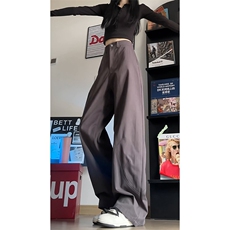 褶皱工装裤纯色直筒裤男女同款宽松美式休闲阔腿裤K8672-特价P44，男装工装外套，电商A007
