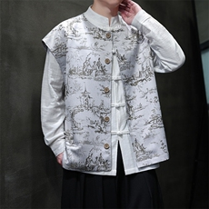 现货到店高品质新中式男士无袖马甲提花开衫A021-MJ01-P70控98，男装背心/马甲，电商A021