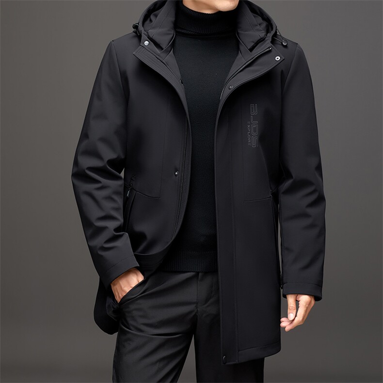 AL99022冬季男士派克服可脱卸兔毛内胆中长款风衣P560图片