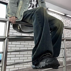 水洗黑渐变牛仔裤男高街潮牌美式复古裤子NK862P40，男装牛仔裤，星座1116-2