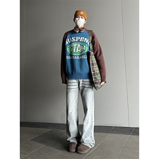 B221美式ins高街暗黑重工艺宽松直筒牛仔裤LK23125-P65控88，男装牛仔裤，电商B221