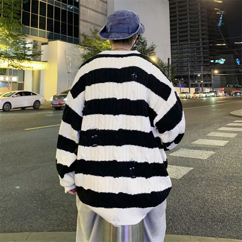 潮男女情侣毛衣秋季慵懒线衣撞色针织衫美式上衣MY03-P45,男装针织衫/毛衣,星座308B-1