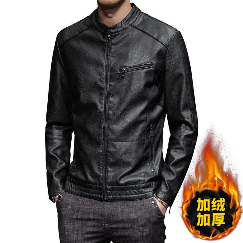 款1023皮衣男修身韩版帅气青年机车男士皮夹克加绒加厚外套,男装皮衣,电商D310（原电商305）
