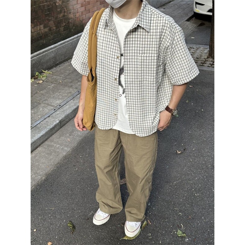 夏季新款日系复古短袖衬衫男女休闲宽松设计感衬衣潮CA153-P42,男装T恤,星座208-5