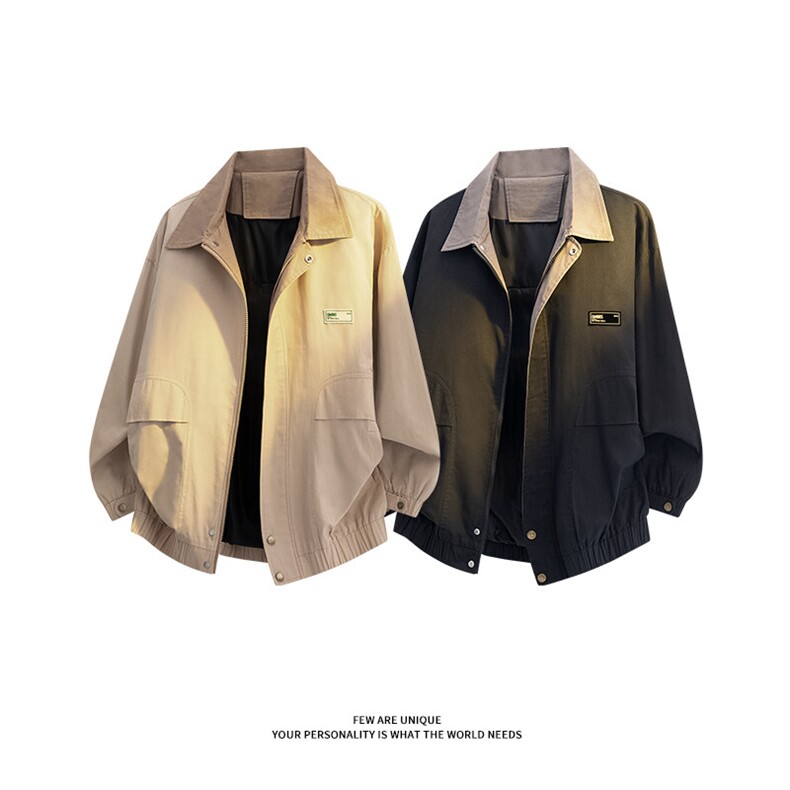 春季新款CD2055-TP80118港风复古贴标设计感宽松休闲夹克男，男装夹克，电商A102