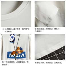 TX3247-P25纯长袖t恤男大码圆领打底衫体恤网格，男装T恤，电商A040A