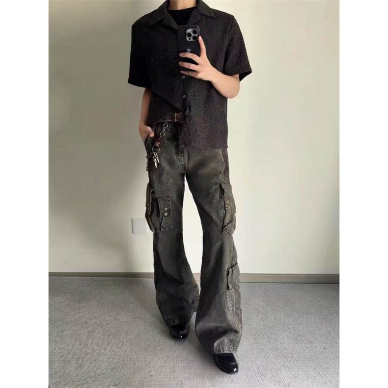 杭州出货~毛巾短袖夏季古巴领肌理感短袖衬衫CT25119批48,男装T恤,星座1004-6