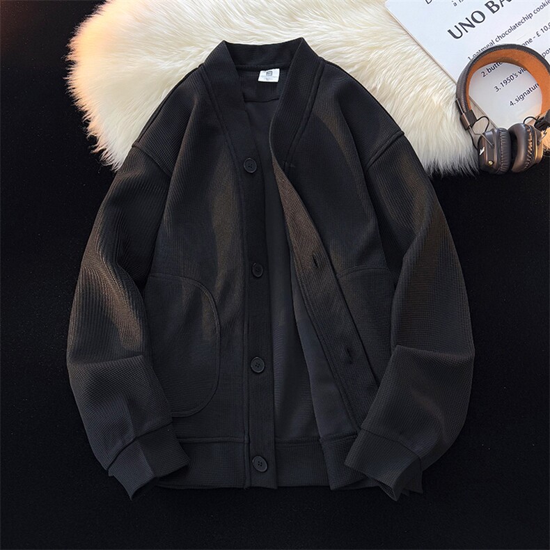 8XL-M春季开衫V领卫衣男港风日系慵懒风痞帅长袖上衣服外套KS001,女装短外套,电商B312