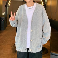 日系开衫毛衣男秋冬潮牌学院风宽松休闲慵懒针织衫外套MZ529-P59，男装针织衫/毛衣，星座412-2