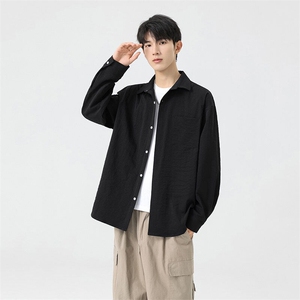 秋季纯色长袖衬衣男宽松落肩质感衬衫外套DSA157B-CS4222-特P40图片