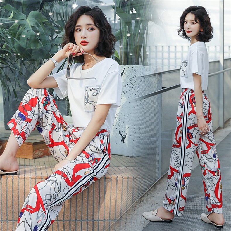 2021年夏季潮流时尚舒适简约个性拼色套装套裤,女装套装/套裙,瑶迪依秀